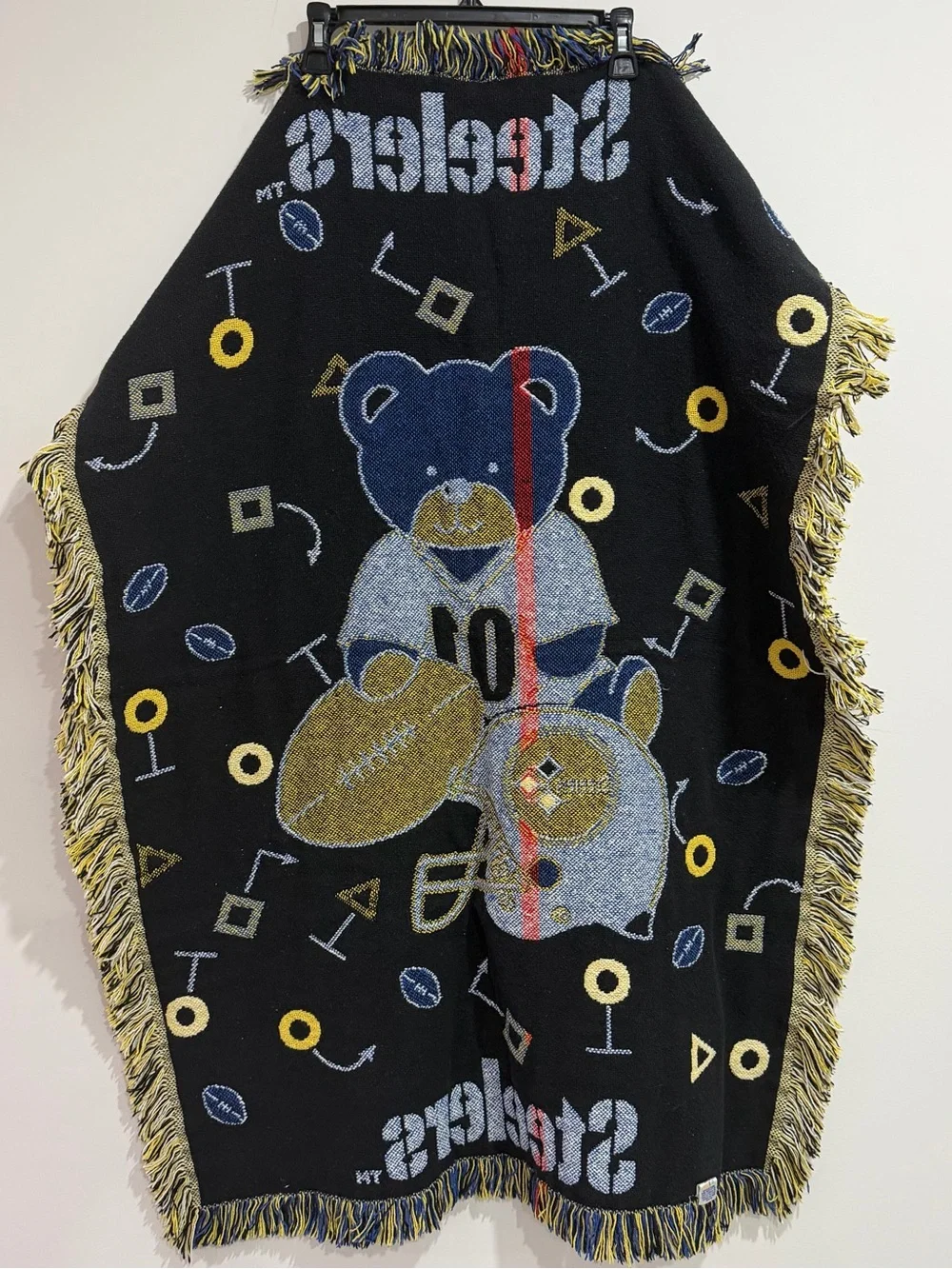 The Northwest Company Vintage Woven NFL Pittsburgh Steelers Teddy Bear blanket